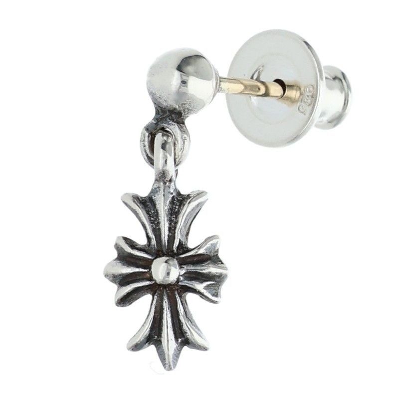 Chrome Hearts Tny CH Pls 1 Tiny Ech Plus Drop Silver Earrings
