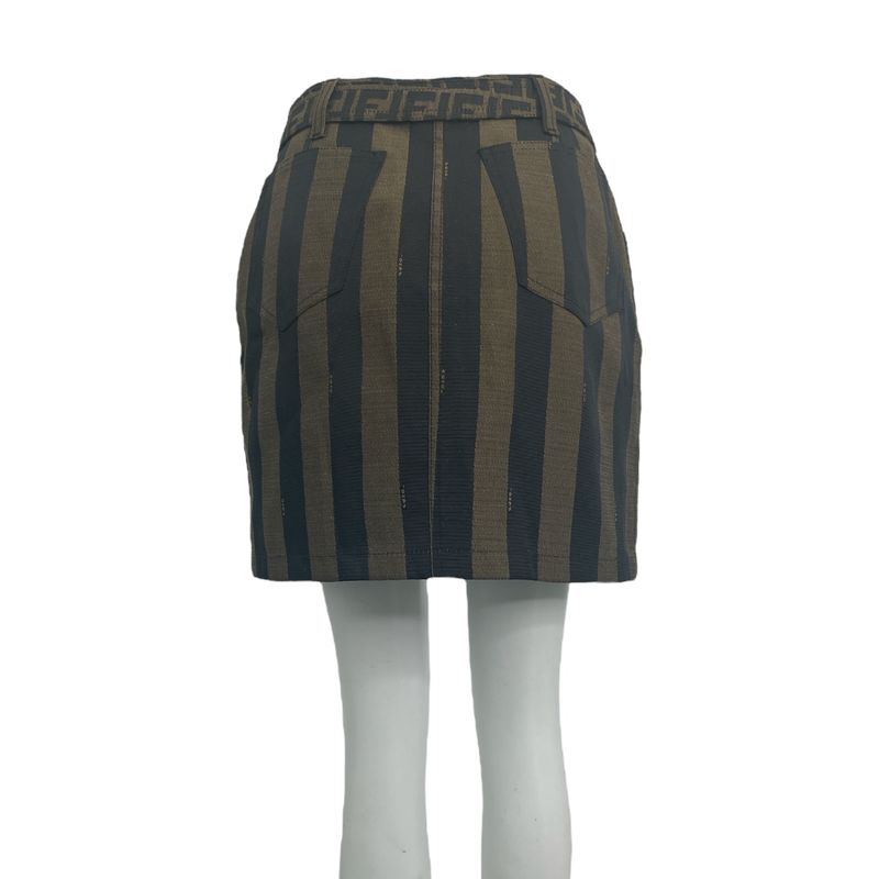 Fendi Skirt Zucca Pattern Logo With Belt Brown Size XL