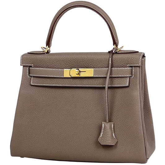 Hermes Kelly 28 Retourne 2-Way Shoulder Bag Togo Etoupe