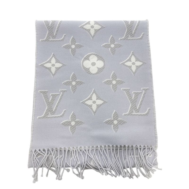 1942 Louis Vuitton Scarf LV Escential Shine M78895 Light Gray Wool Monogram