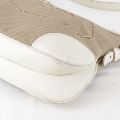 Prada Logo Jacquard Shoulder Bag Canvas Ladies