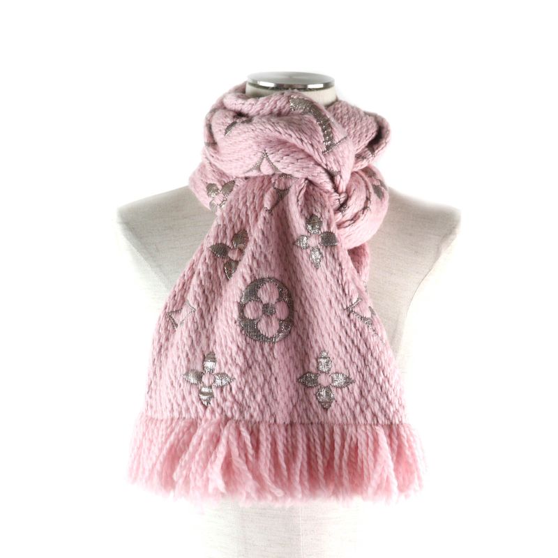 Louis Vuitton 2018 M70466 Logomania Silk Blend Rose Ballerine Monogram Scarf