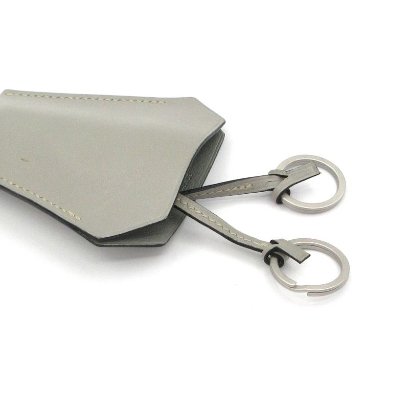 Hermes Necklace Clochette Leather Light Gray