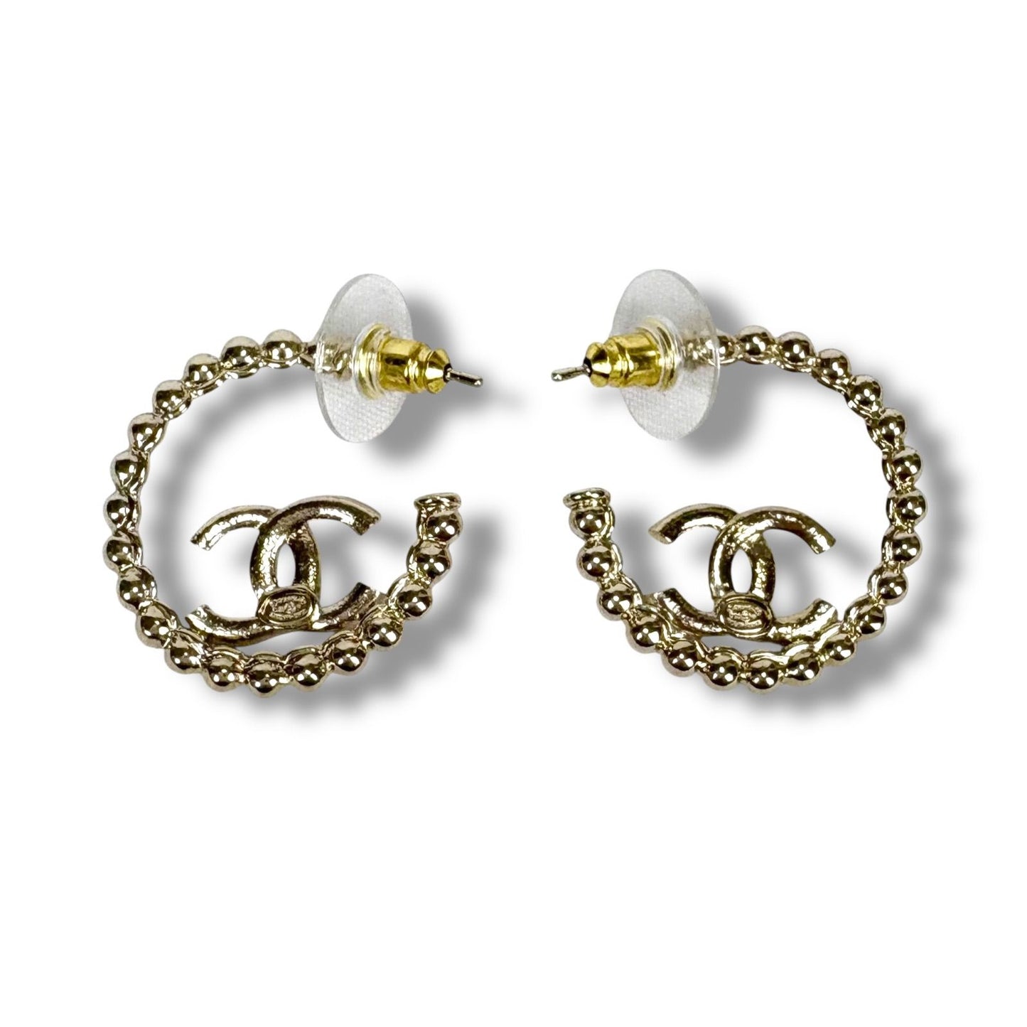 Chanel Hoop Earrings Coco Mark Logo Cc Logo Rhinestone 2025 C25p Gold Hardware
