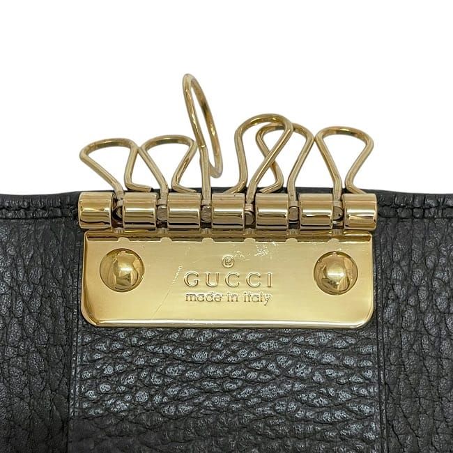 Gucci 6ring Key Case Black Marmont 456118 Excellent Condition Leather