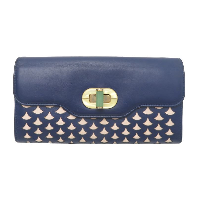 Bulgari Long Isabella Rossellini Navy Wallet
