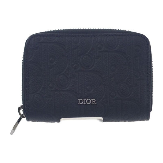 Christian Dior Gravity Zip 2 Flg h00 N Coin Case Calf Black Silver