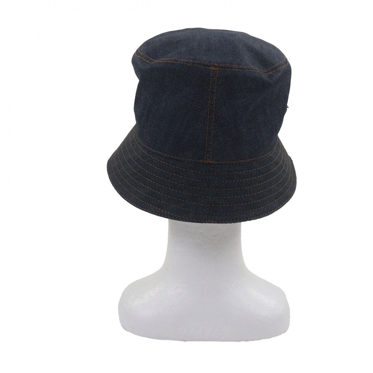 Prada 100% Cotton Cowhide Triangle Logo Plate Blue Denim Hat — view 5
