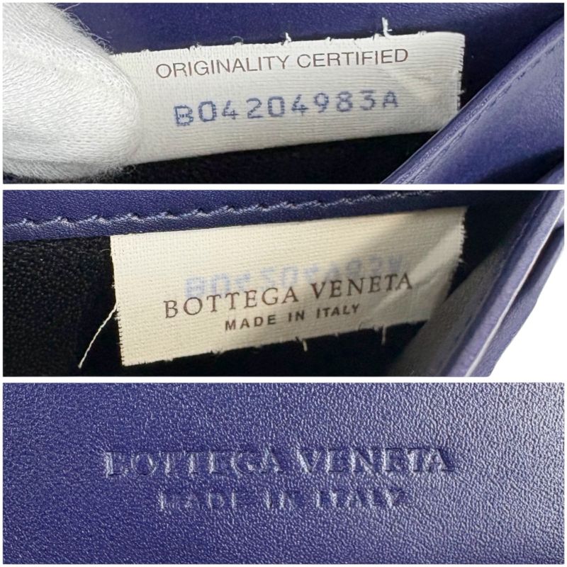 Bottega Veneta Botteg Veneta Bifold Long Wallet Intrecciato Leather Navy Long