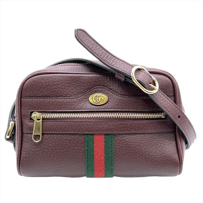 Gucci Ophidia Shoulder Bag Leather Bordeaux Gold Hardware Women