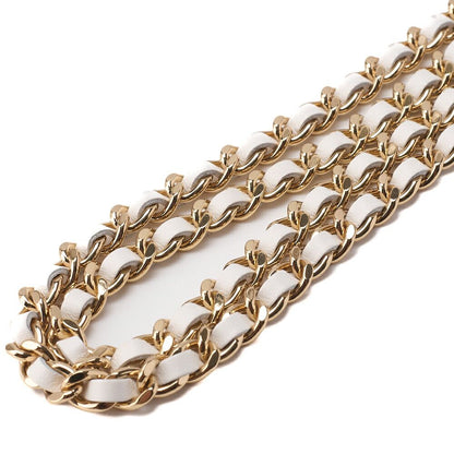 Chanel Mini Matelasse Chain Shoulder Ribbon Tweed White With Gold Hardware