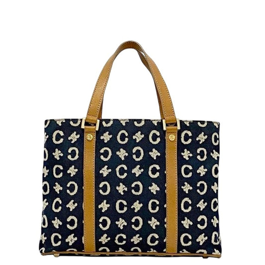 Celine Handbag Navy Blue Beige White C Macadam