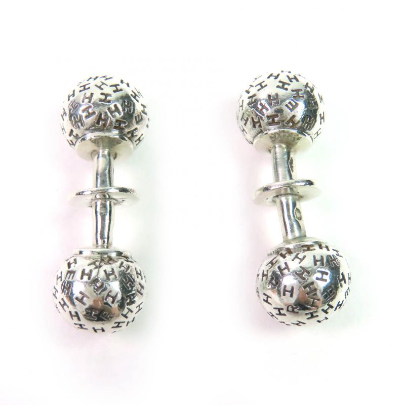 Hermes Ball Shape H Logo Cufflinks Button Cufflinks Sv925 Silver Weight 24.57g