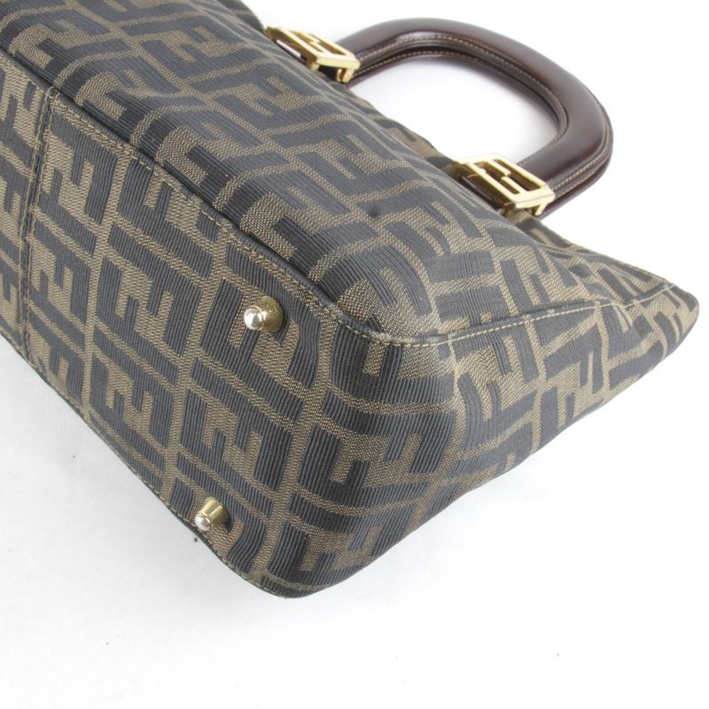 Fendi Zucca Handbag Khaki Canvas