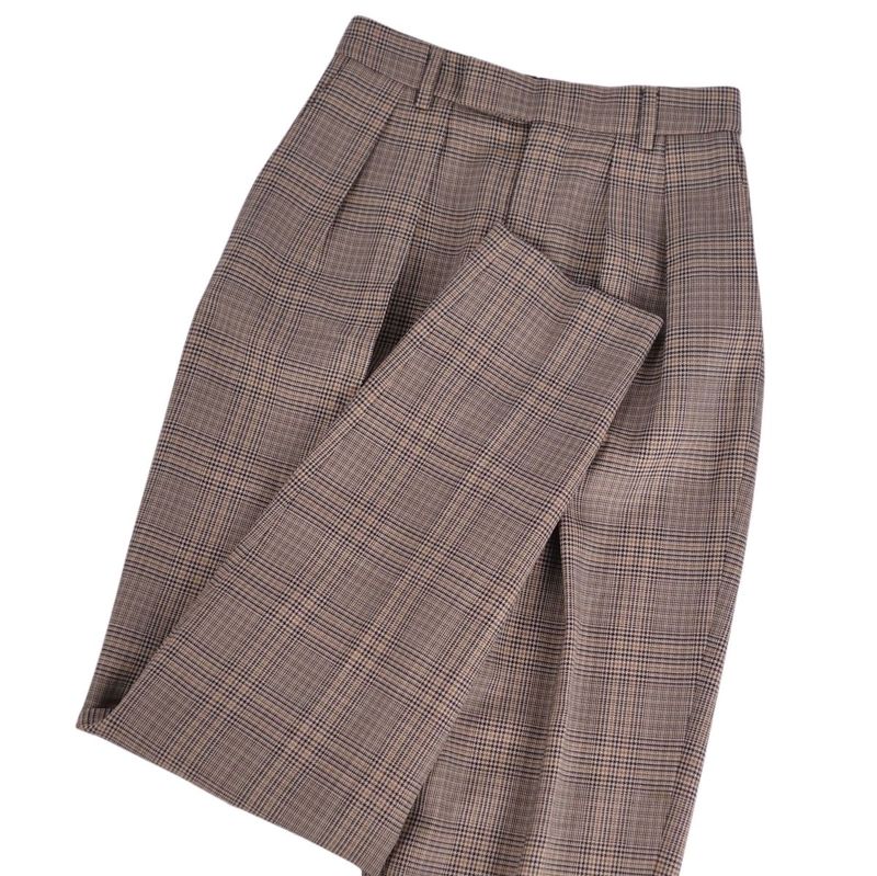 Celine Trousers Long Pants Slacks Staggered Plaid Wool