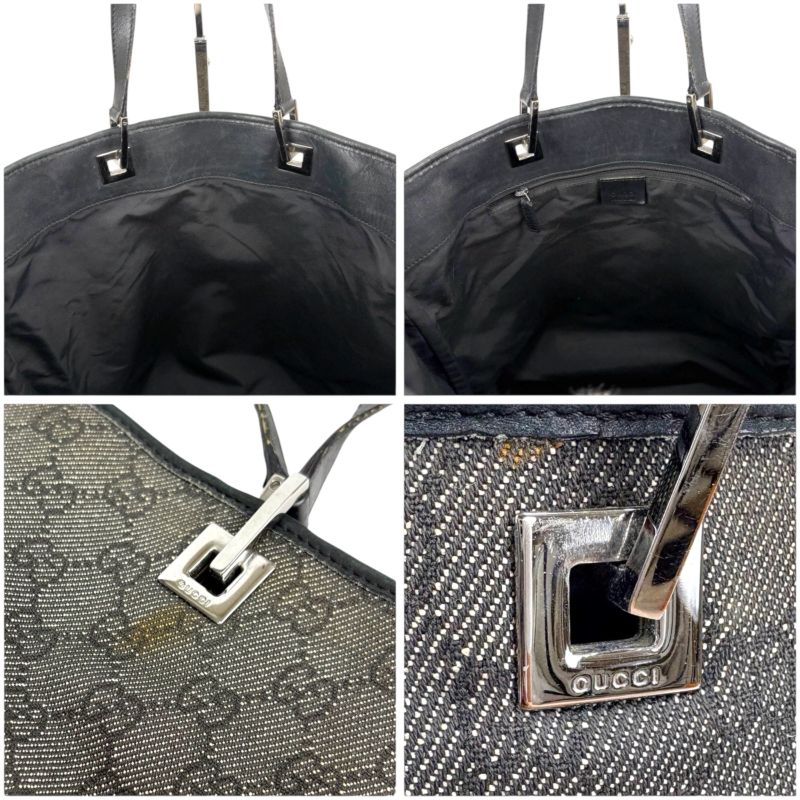 Gucci Mini Tote Bag GG Canvas Black Shoulder