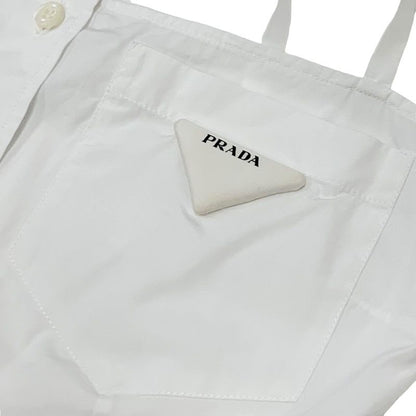 Prada Poplin Dress Cotton White Triangle Logo Set Suit