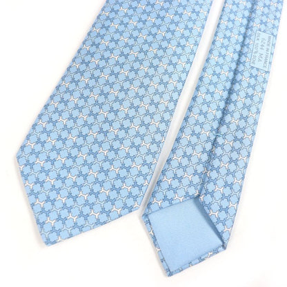 Hermes 100% Silk H Street Total Pattern Regular Tie Light Blue With Box Made