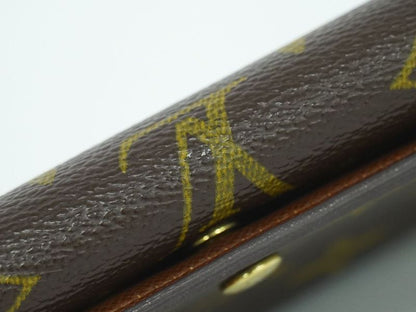 Authentic Louis Vuitton LV Porte Monet Vier Trésor Monogram Fold Wallet Brown