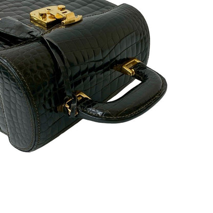 Gucci Vintage Ladylock Croco Leather Handbag Vanity
