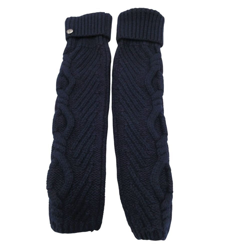 Chanel Leg Warmers Cashmere Blend Wool Cable Knit Wear Navy Sweater