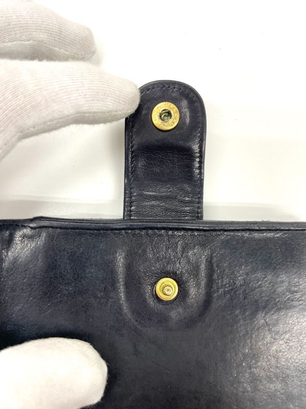 Chanel Coco Mark W Hook Lambskin Bifold Compact Wallet Black Made In France