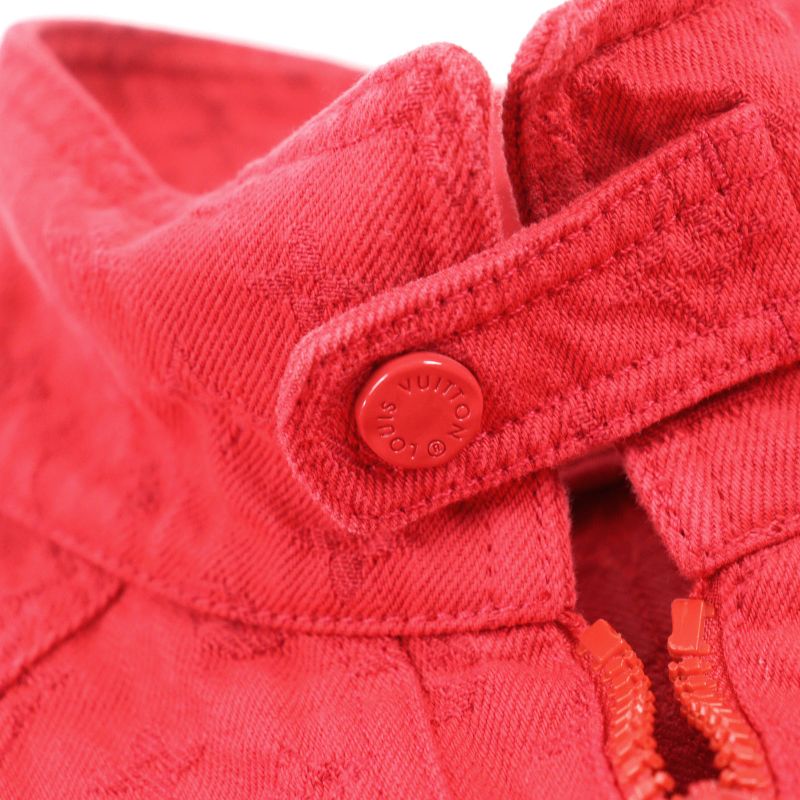 Louis Vuitton 19AW 1a5pdr 100% Cotton Monogram Stand Collar Zip Up Soft Denim