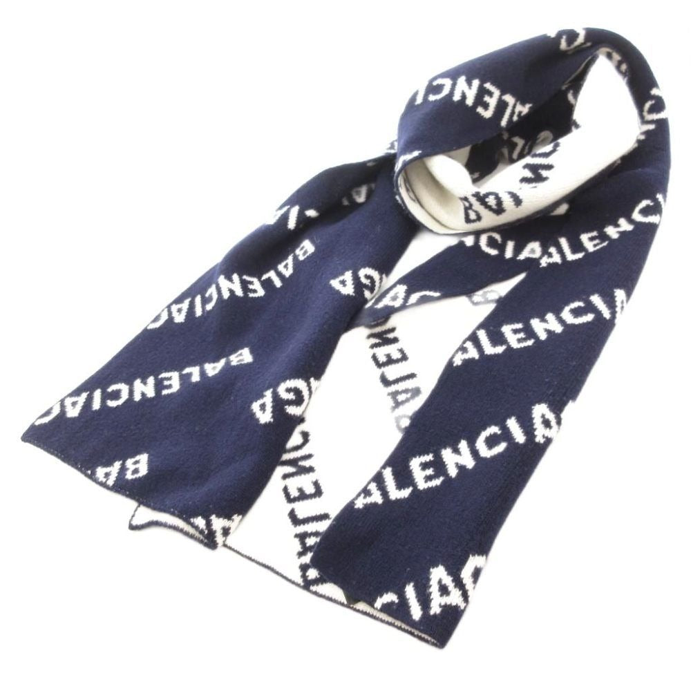 Balenciaga Allover Logo Scarf Knit Jacquard All Over