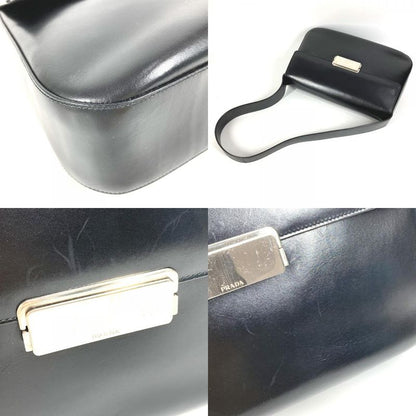 Prada Shoulder Bag Logo B7470 Leather Black
