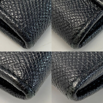 Bvlgari Leather Logo Clip Black Bifold Long Wallet Ladies