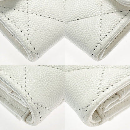 Chanel Matelasse White Card Case Coco Mark Caviar Skin Ladies Authenticity