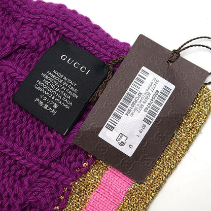Gucci Cable-knit Scarf 544777 Cashmere Blend Purple