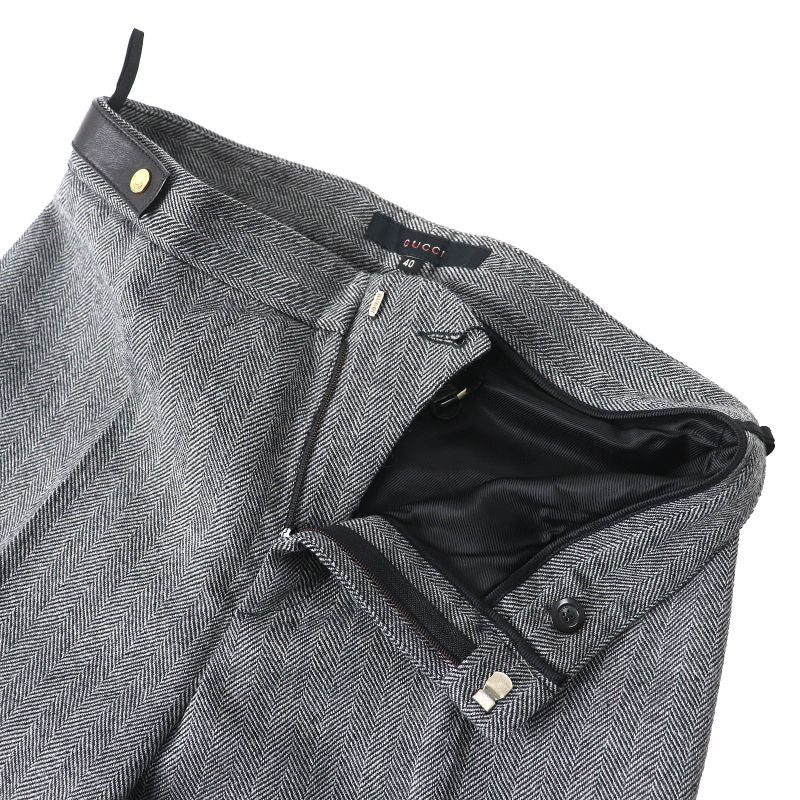 Gucci Vintage 2000 100% Wool Tom Ford Period Leather Belted Herringbone