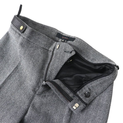 Gucci Vintage 2000 100% Wool Tom Ford Period Leather Belted Herringbone