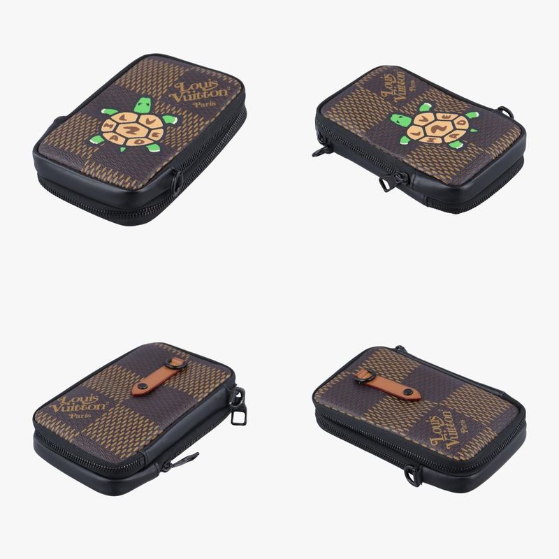 Louis Vuitton Nigo Collaboration Double Phone Pouch Ebène Damier Giant N40377 IC