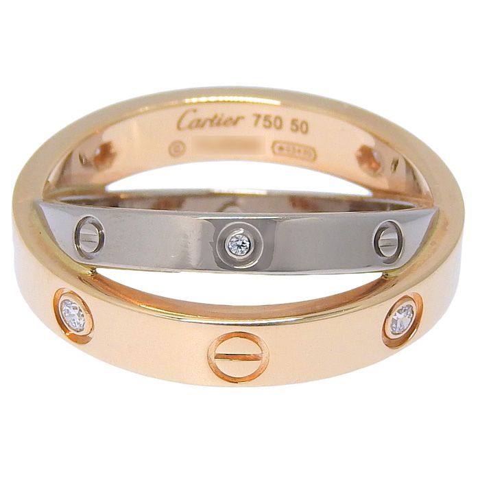 Cartier Be Love 6P Diamond Ring 18K Pink Gold 18K White Gold 750 Pink Gold