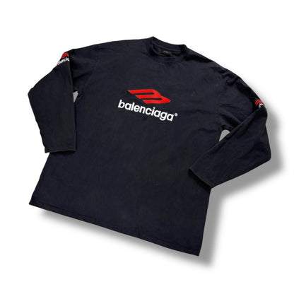 Balenciaga 3 B Sports Icon Long Sleeve T-Shirt Oversize Black