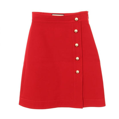 Gucci Skirt GG Pearl Button Red Wool