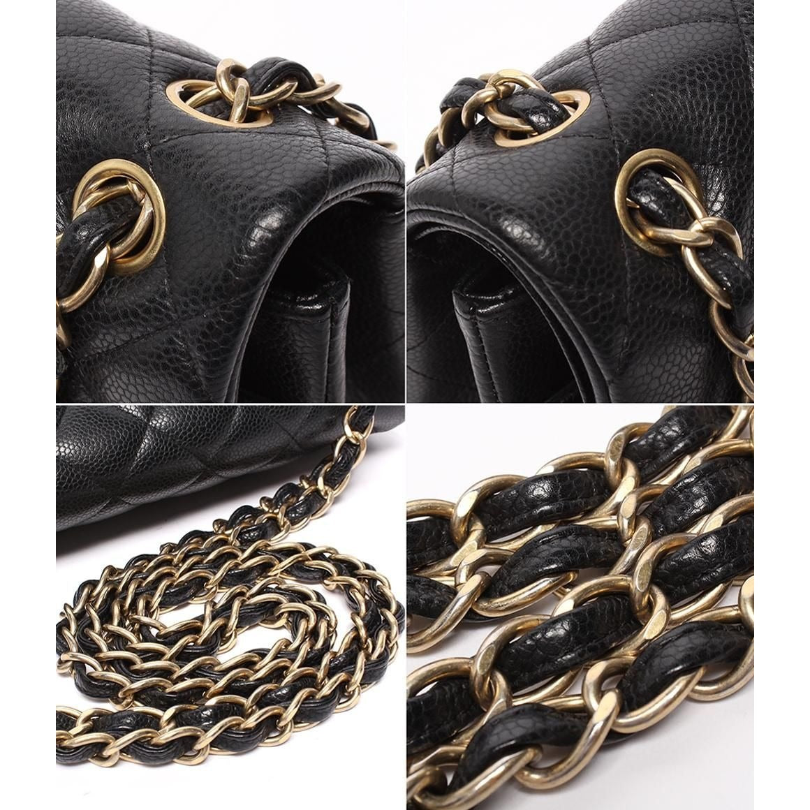 Chanel Chain Shoulder Bag Double Flap Caviar Leather Big Quilted 30 — view 7