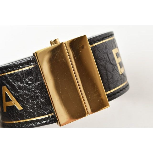 Balenciaga Bangle Bracelet Leather Black — view 6