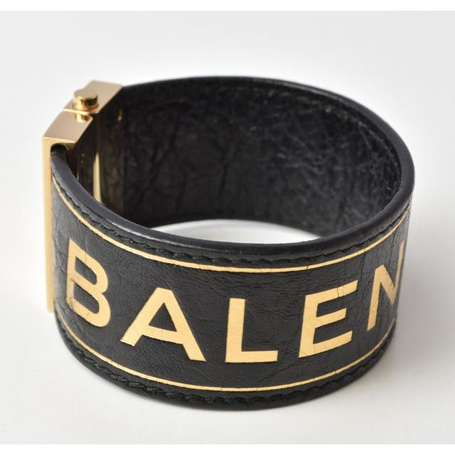 Balenciaga Bangle Bracelet Leather Black — view 8