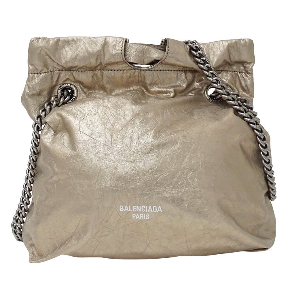 Balenciaga Shoulder Bag Leather Gold Metallic Chain