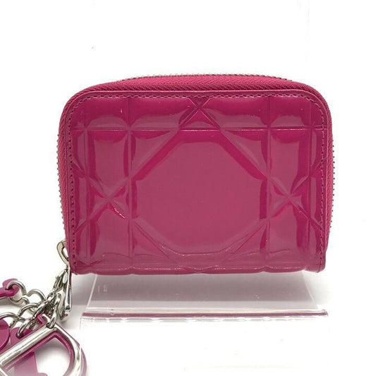 Dior Cannage Enamel Coin Case Wallet Pink