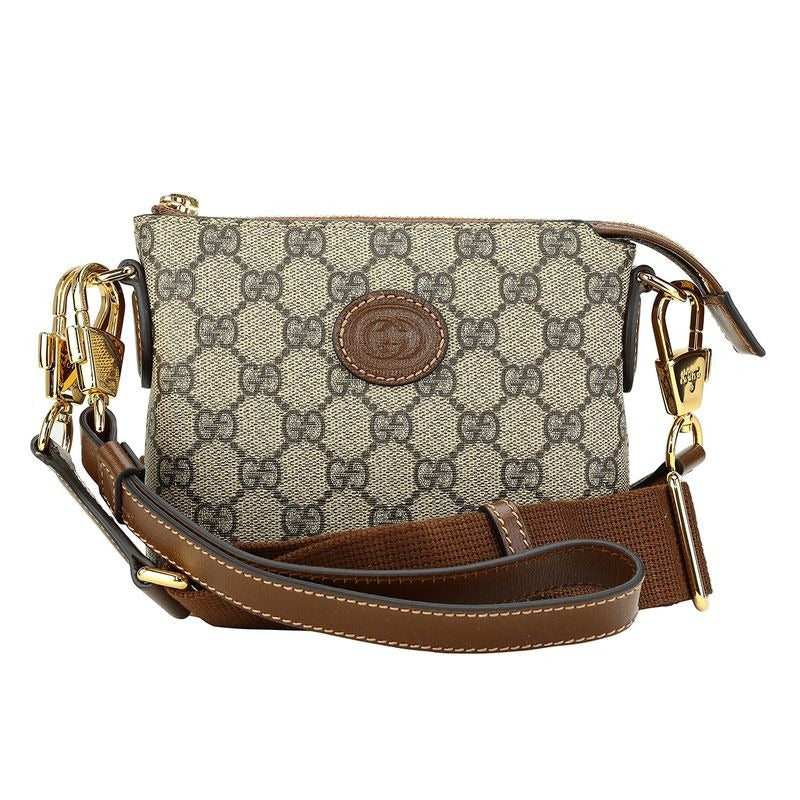 Gucci Shoulder Bag Interlocking G Beige Ebony