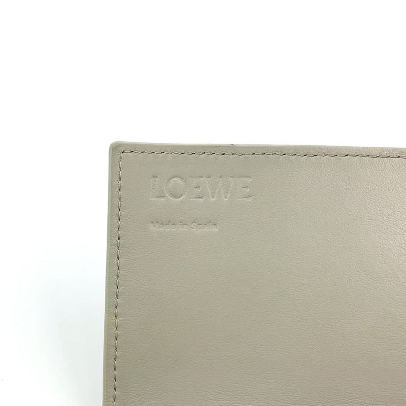 Loewe Bifold Long Wallet Anagram Continental Wallet Leather Beige Wallet Silver