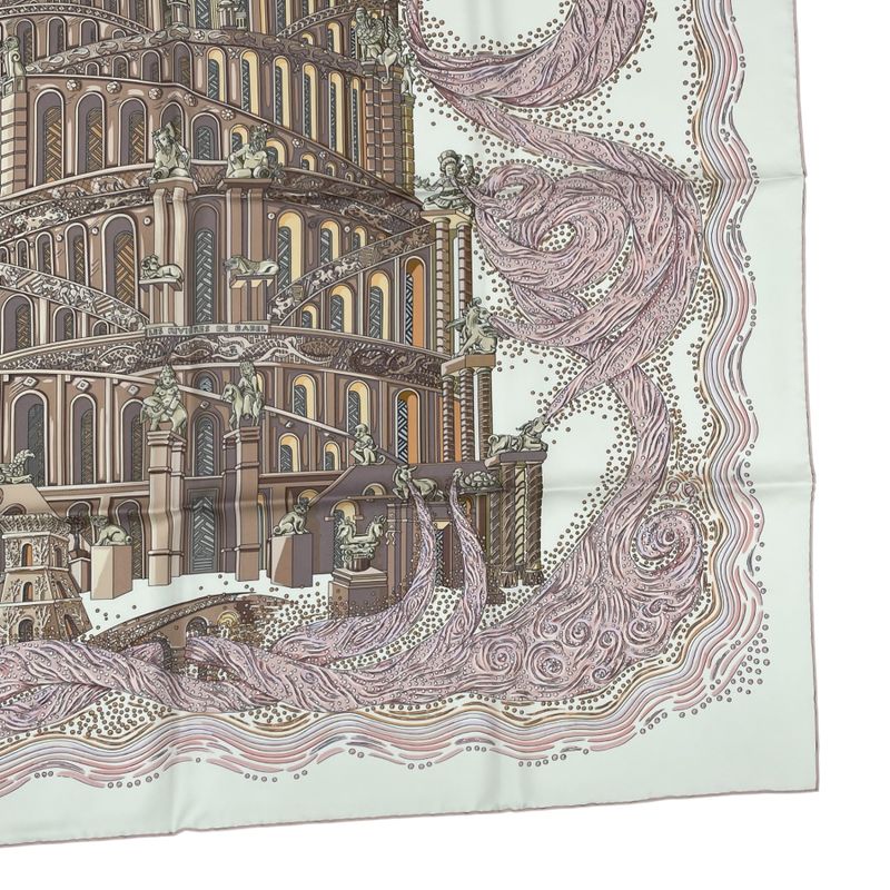 Hermes Scarf 100% Silk Carre 90 LES Rivieres DE Babel River Of Babel Pink With