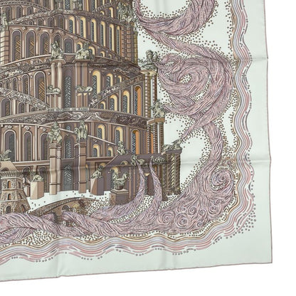 Hermes Scarf 100% Silk Carre 90 LES Rivieres DE Babel River Of Babel Pink With