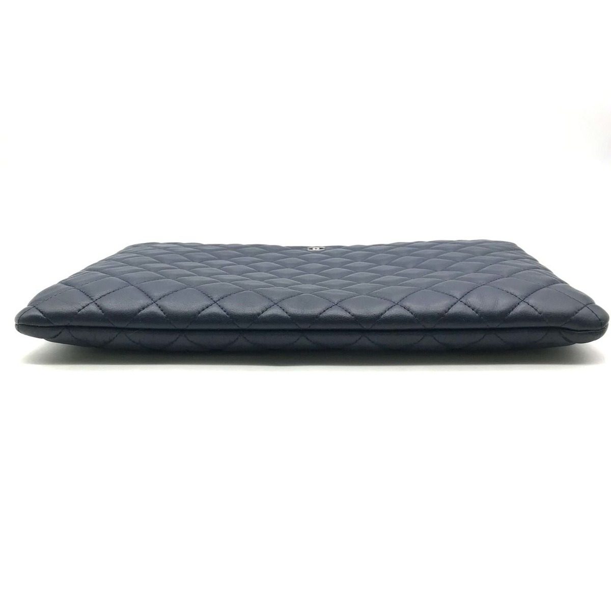 Chanel Quilted Lambskin CC Logo Clutch Navy — view 3