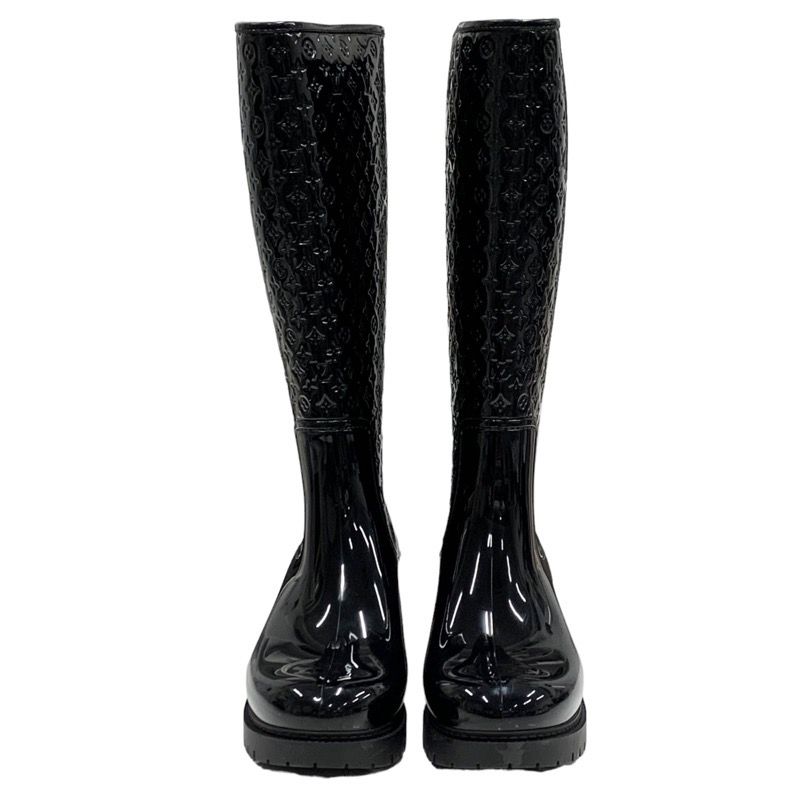 Louis Vuitton Drops Line Boots Long Boots Rain Boots Shoes Monogram Rubber Black