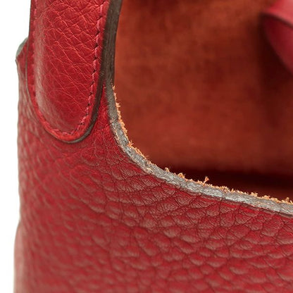 Hermes Handbag Picotin PM Taurillon Clemence Vermilion Silver Hardware Red H